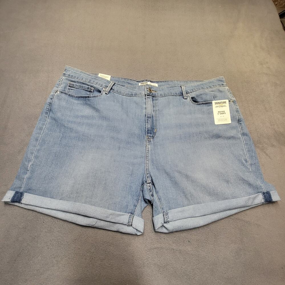 Signature Levis Jean Shorts New Womens 22 Blue Mid Rise Stretch Rolled Cuff